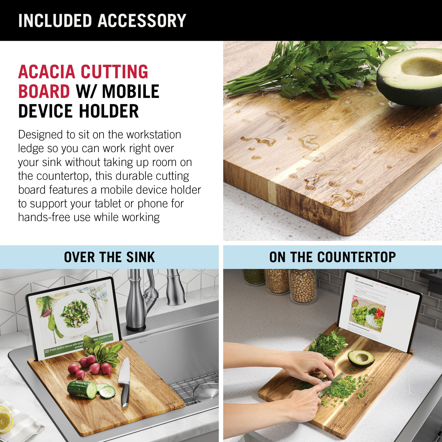 33” Workstation Drop-In Top Mount Double Bowl 16 Gauge Stainless Steel Kitchen Sink with WorkFlow™ Ledge and Accessories, image 1